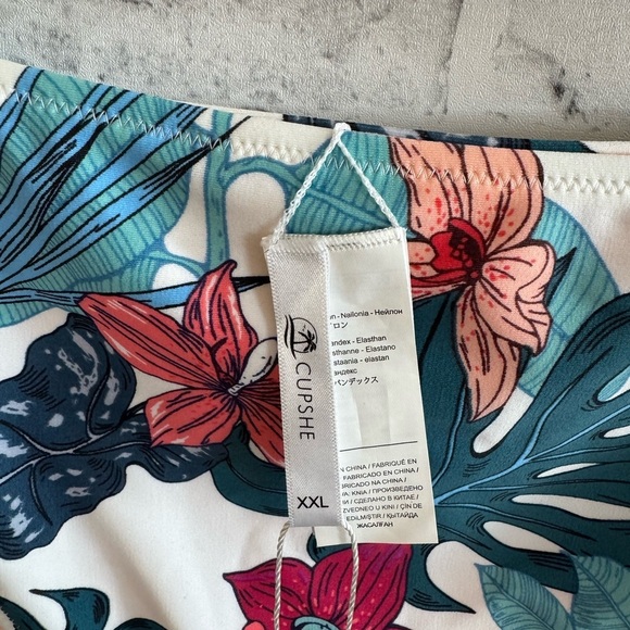 NWT! Women’s Cupshe reversible tropical monstera leaf - peach bikini bottoms XXL - Picture 3 of 4